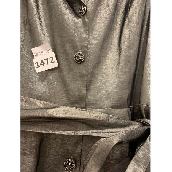 Liz Claiborne women's Gray Wrap Dress, 12, Cap Sleeves, Knee-Length - Picture 3 of 4